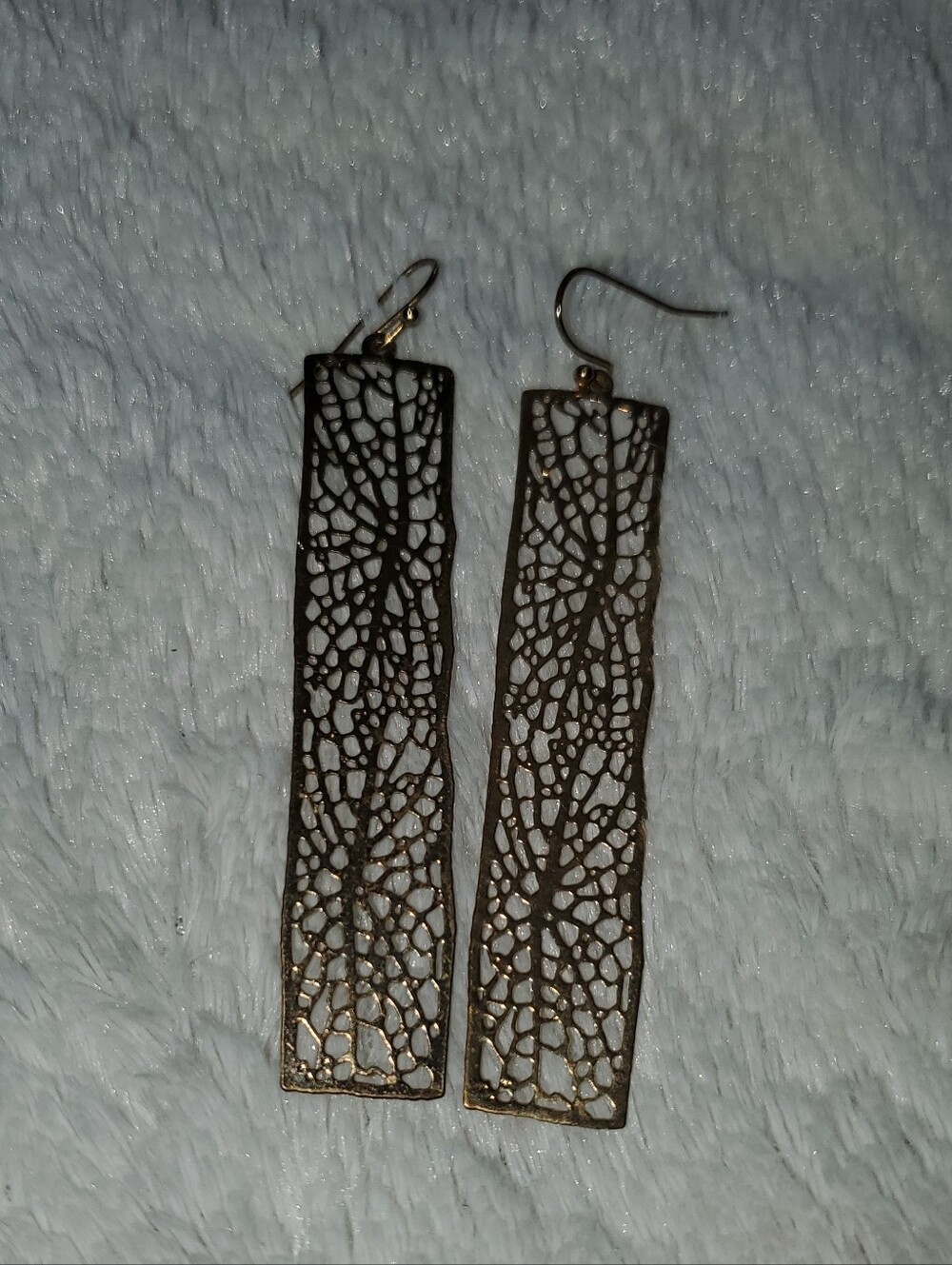 Gold Filigree Rectangular Drop Earrings - Women Jewelry